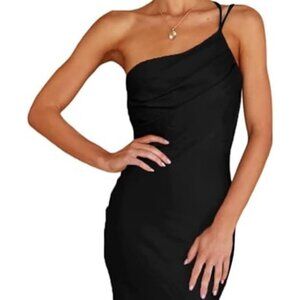 Black over one shoulder dress